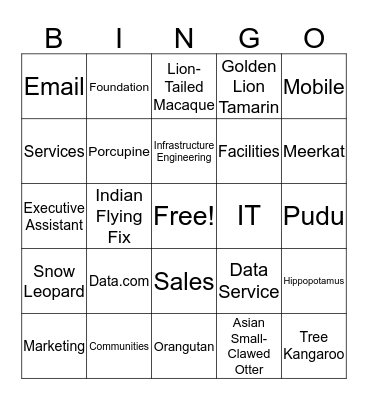 SALESFORCE CLOUD BINGO Card