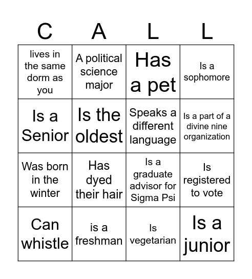 Find someone who Bingo Card