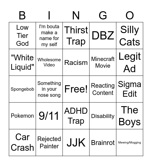 Instagram Reels Bingo Card