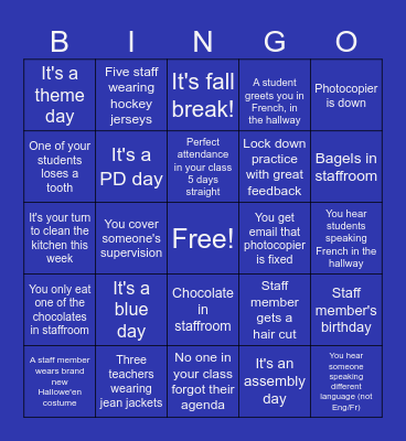 Le Bingo de Banff Trail - Fall edition Bingo Card