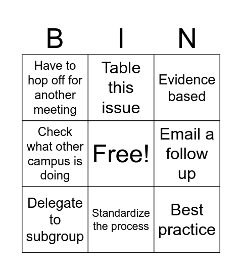 Meeting Bingo Card