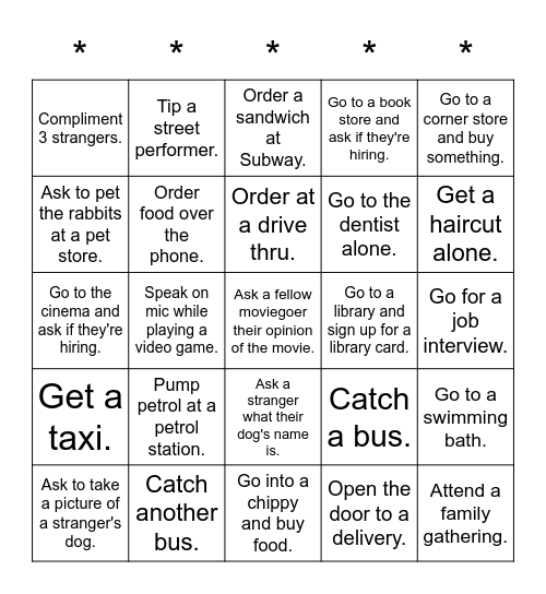 "I will not accept a life I do not deserve." Bingo Card