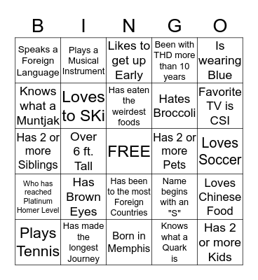 Personal Bingo Card