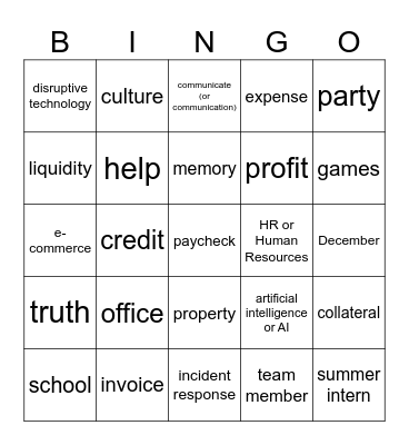 Finance & IT All Hands Bingo Card