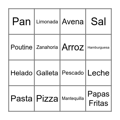 Comidas y Descripciones Bingo Card