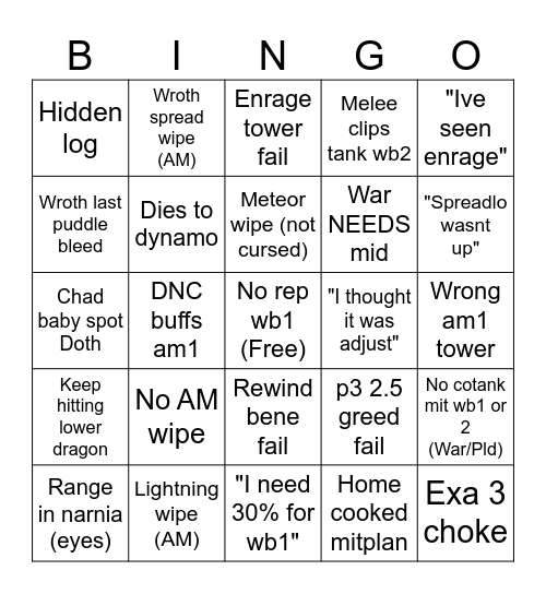 DSR pf Bingo Card