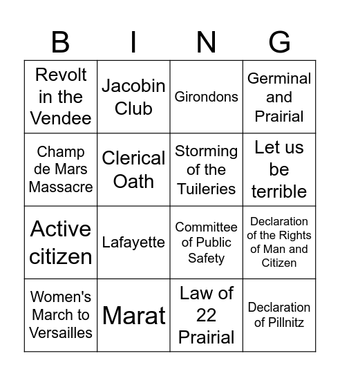 France AOS2 Bingo Card