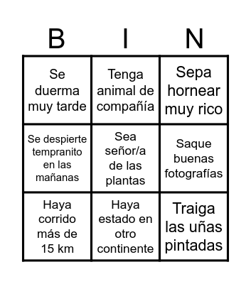 Escribe el nombre de alguien que... Bingo Card