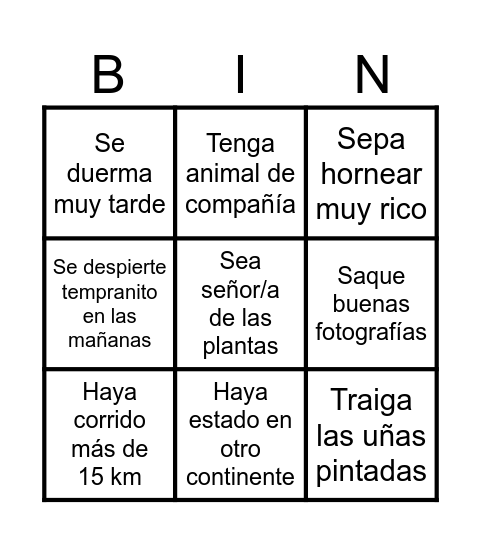 Escribe el nombre de alguien que... Bingo Card