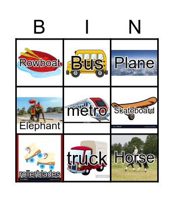 Transportation Bingo Card