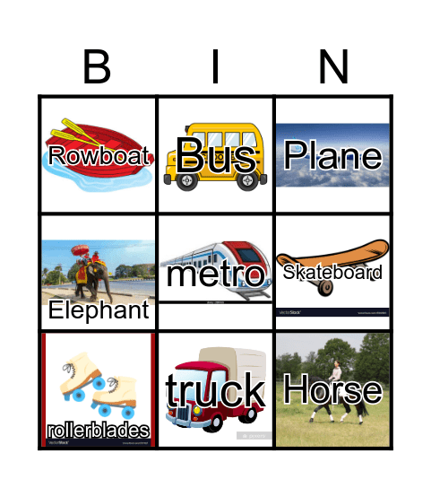 Transportation Bingo Card