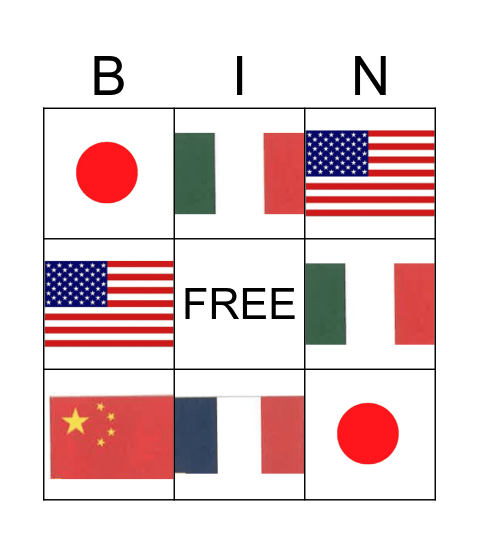 BINGO ! Les langues (2) Bingo Card
