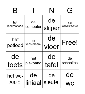 lowan thema 1 de school Bingo Card