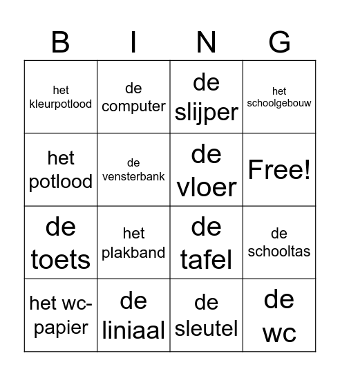 lowan thema 1 de school Bingo Card