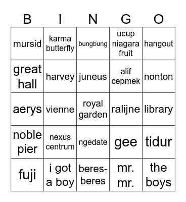 athéna's. Bingo Card