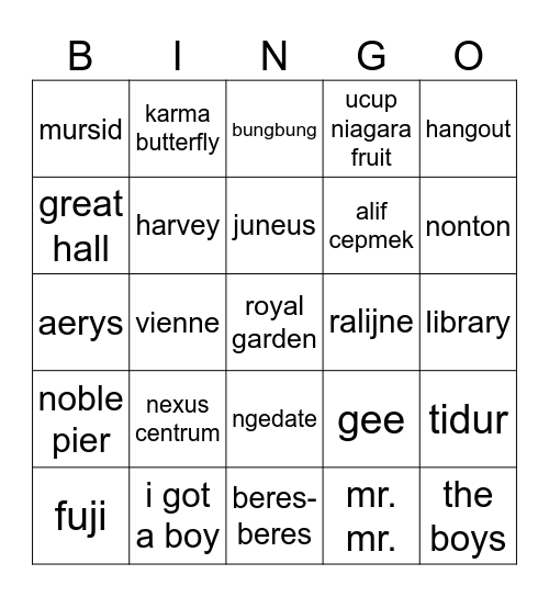 athéna's. Bingo Card