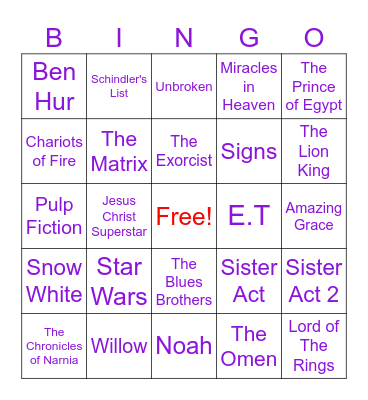 Movies with Religious Undertones (Soundtracks) Bingo Card