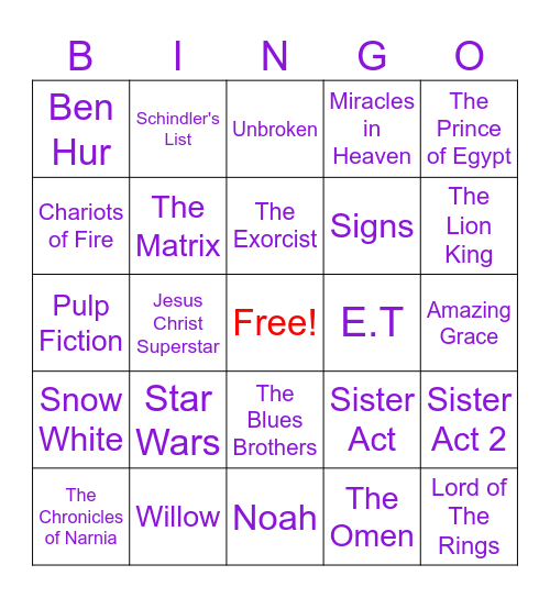 Movies with Religious Undertones (Soundtracks) Bingo Card