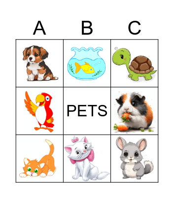 PETS! Bingo Card