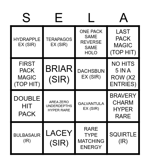 Stellar Crown Hits Bingo Card Bingo Card