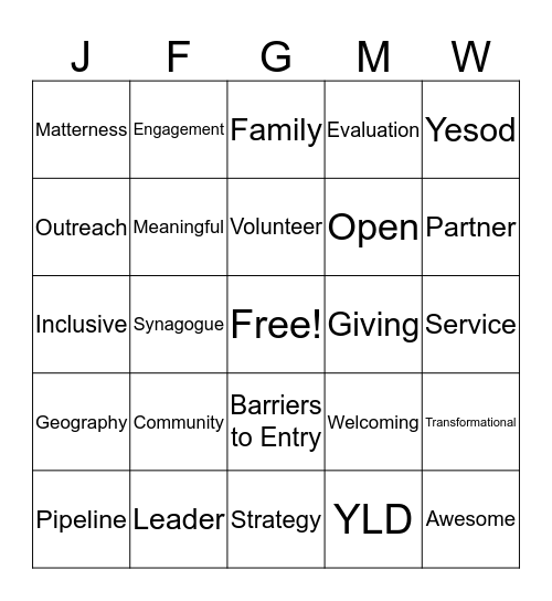 Ahead JFGMW (BINGO) Bingo Card