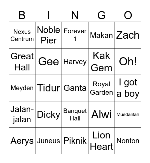 Vijsk-AYA Bingo Card