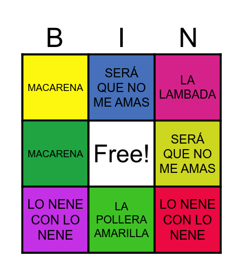 BINGO MUSICAL Bingo Card