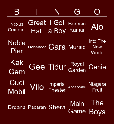 Vilo's Bingo Card