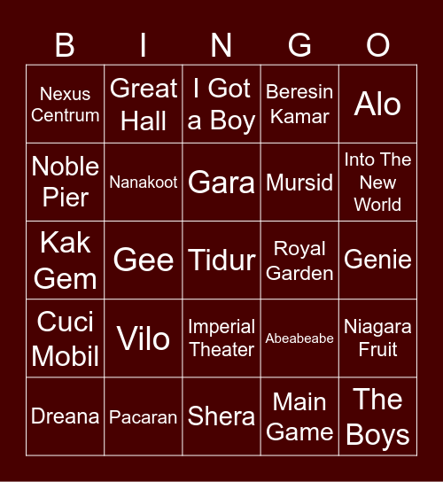 Vilo's Bingo Card