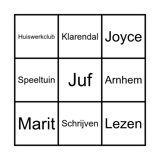 Huiswerkclub Bingo Card