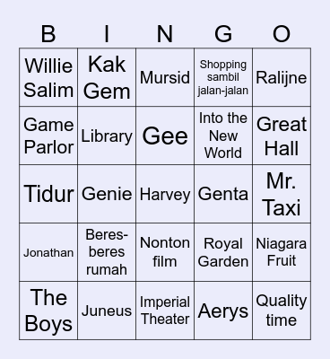 Jonathan-Louis Bingo Card