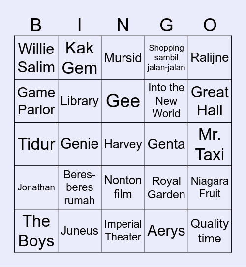 Jonathan-Louis Bingo Card