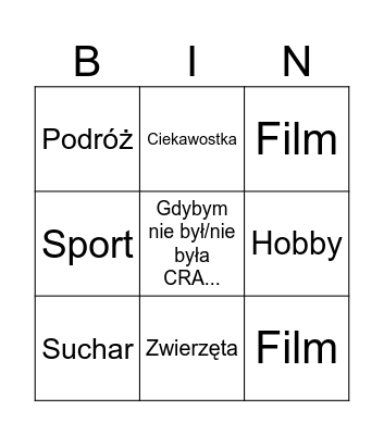 Chill&Chat B I N G O Bingo Card