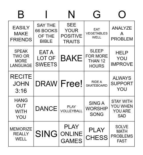 FIND SOME WHO CAN... Bingo Card