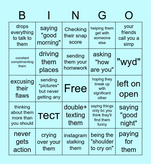 SIMP Bingo Card