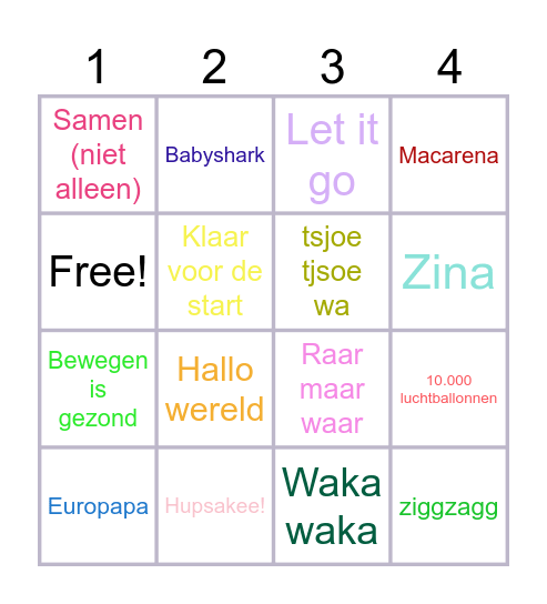 Muziek Bingo! Bingo Card