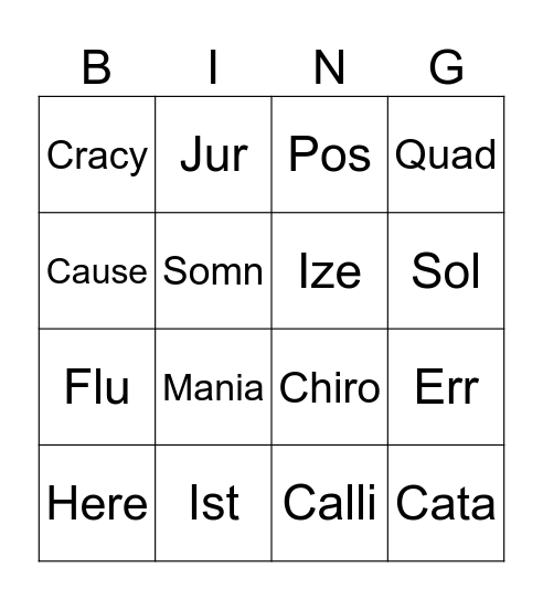 STEMS BINGO Card