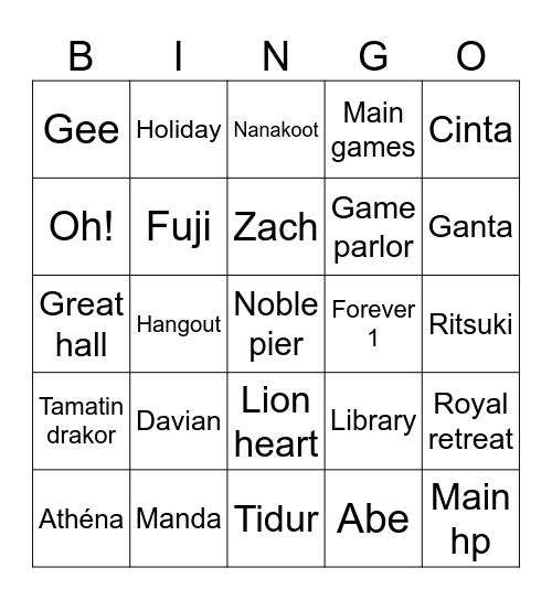 Papan Davian Bingo Card