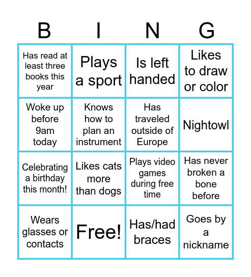 Team building bingo! Bingo Card