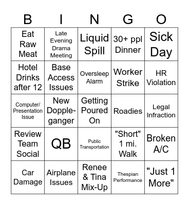 International Travel Bingo Card