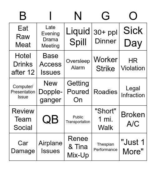 International Travel Bingo Card