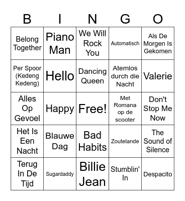 Muziekbingo 2024 Bingo Card