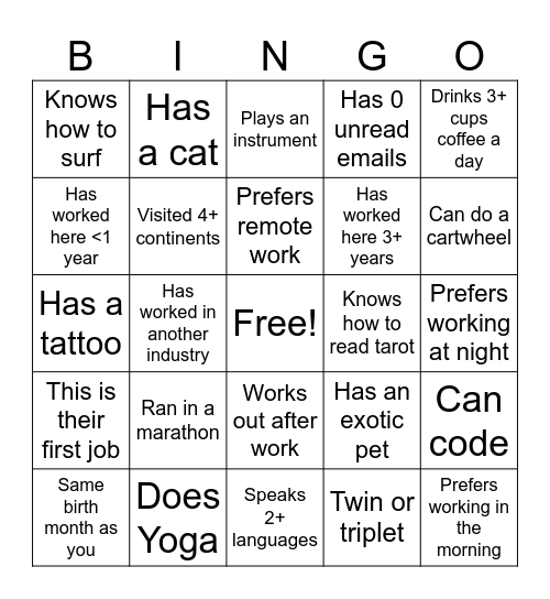 NA-KD BINGO Card