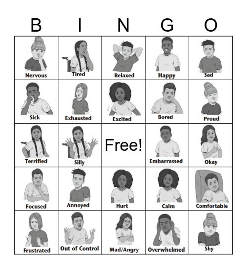 Zones of Regulation Bingo Card