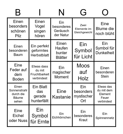 Mabon Feier Bingo Card