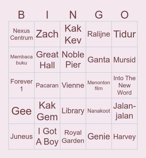 Tsvetana’ Bingo Card