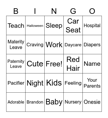 Baby BINGO! Bingo Card