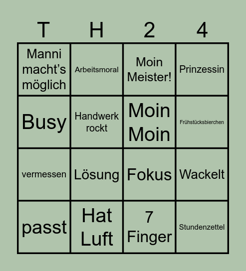 Tischler Bingo Card