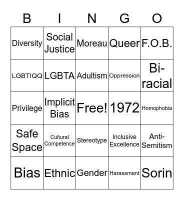 Diversity Bingo Card