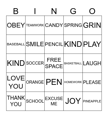 I KNOW THESE Bingo Card